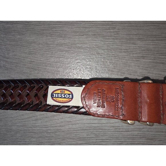Fossil Mens Genuine Leather Braided Belt Size 36 Brown - Picture 3 of 5